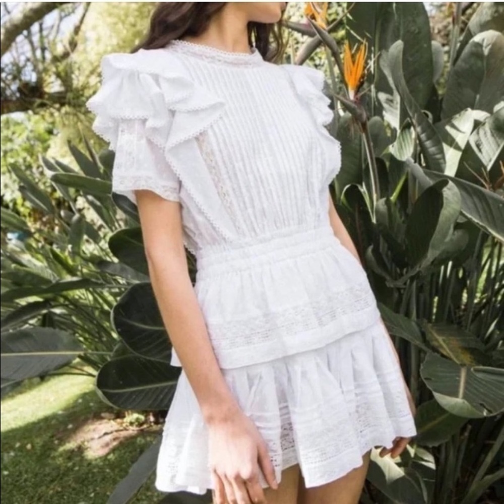Maia Bergman Mery White Cotton Ruffle Mini Dress - Picture 4 of 14